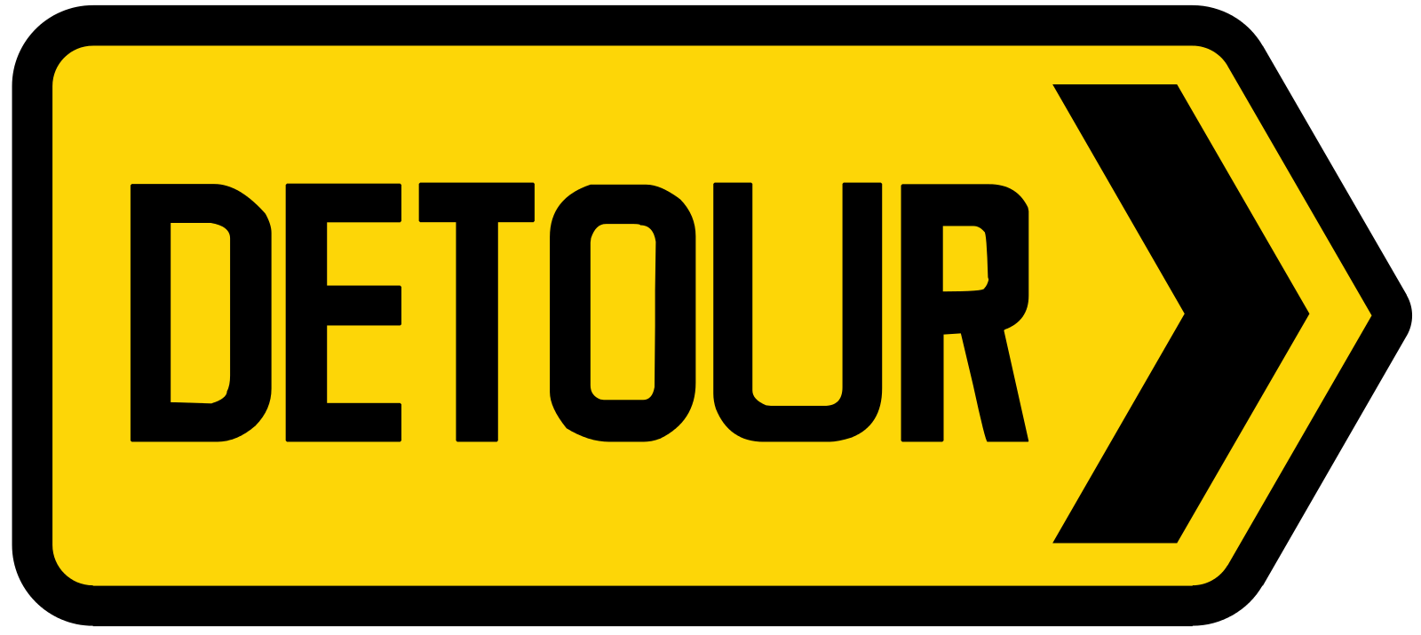 Detour in direction indicated at junction (Right)